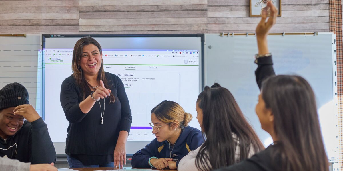 Volunteer giving a presentation